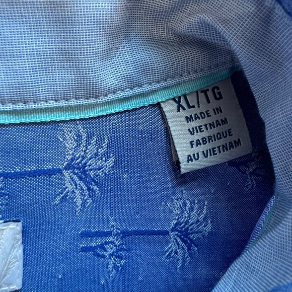 Tommy Bahama Shirt Mens XL Blue Island Zone Mojito Bay Palm Row Coolmax Jacquard - Picture 8 of 8